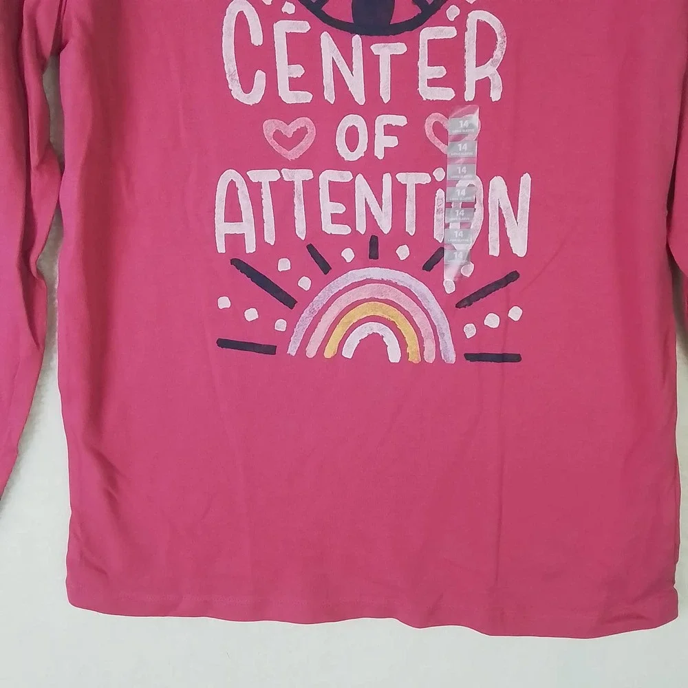 OshKosh Long Sleeve Cotton T-Shirt Girl's‎ Size 14 Pink w/ Graphic